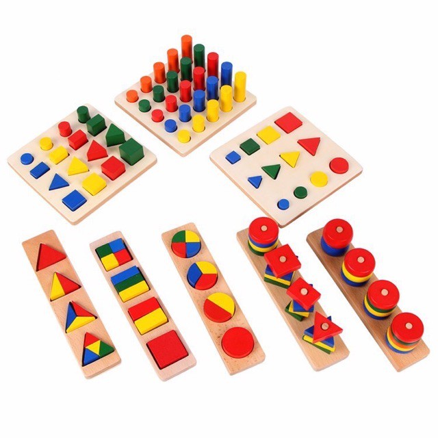 Bộ Đồ Chơi Giáo Cụ Montessori 8 Món Gỗ Cao Cấp Cho Bé