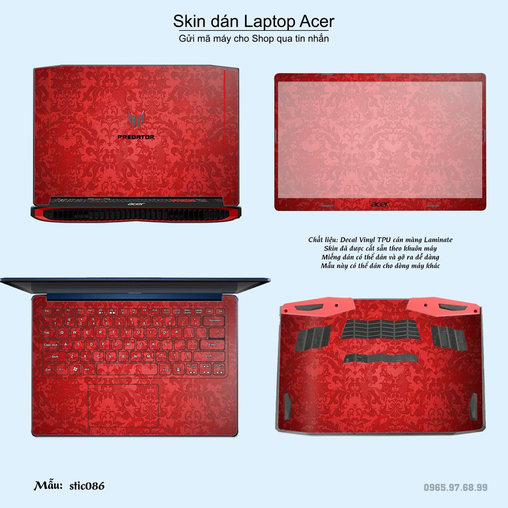 Skin dán Laptop Acer in hình Hoa văn sticker nhiều mẫu 15 (inbox mã máy cho Shop)