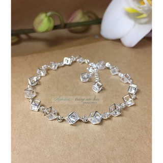 Lắc tay nữ bạc thật hình lập phương đính đá cao cấp