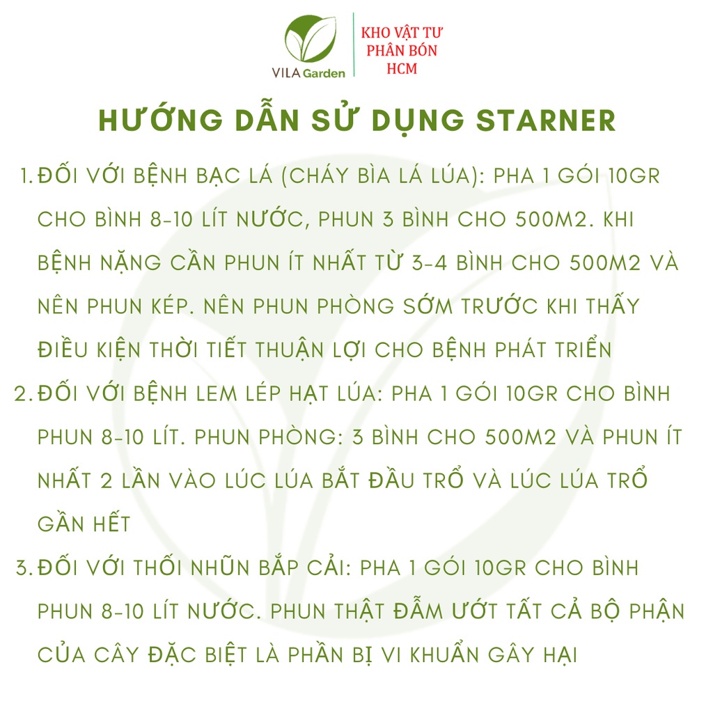 Thuốc Trừ Bệnh STARNER 20WP Nhật Bản - đặc trị vi khuẩn, cháy bìa lá cho cây kiểng