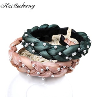 Haimeikang Thời trang nữ thắt nút Băng đô làm bằng tay Dây đeo tóc bằng tay Ngọc trai Xoắn bím tóc Vòng đeo