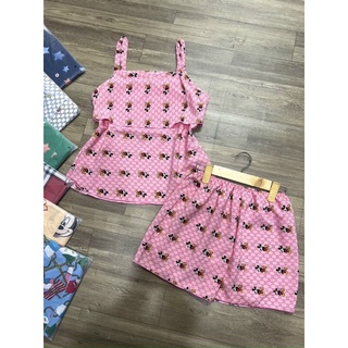 Đồ bộ lụa đùi dây tầng