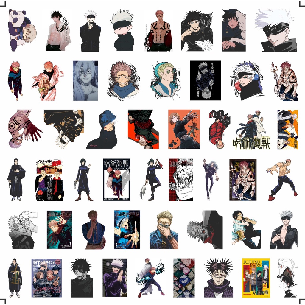 Bộ 200 sticker chủ đề hình manga Jujutsu Kaisen chống nước dán trang trí vali mũ bảo hiểm xe máy laptop điện thoạ