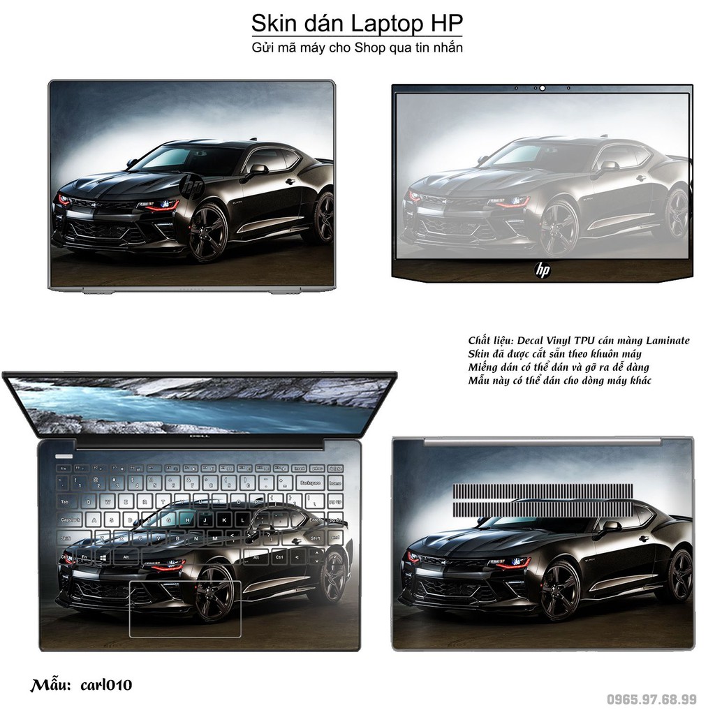 Skin dán Laptop HP in hình xe hơi (inbox mã máy cho Shop)