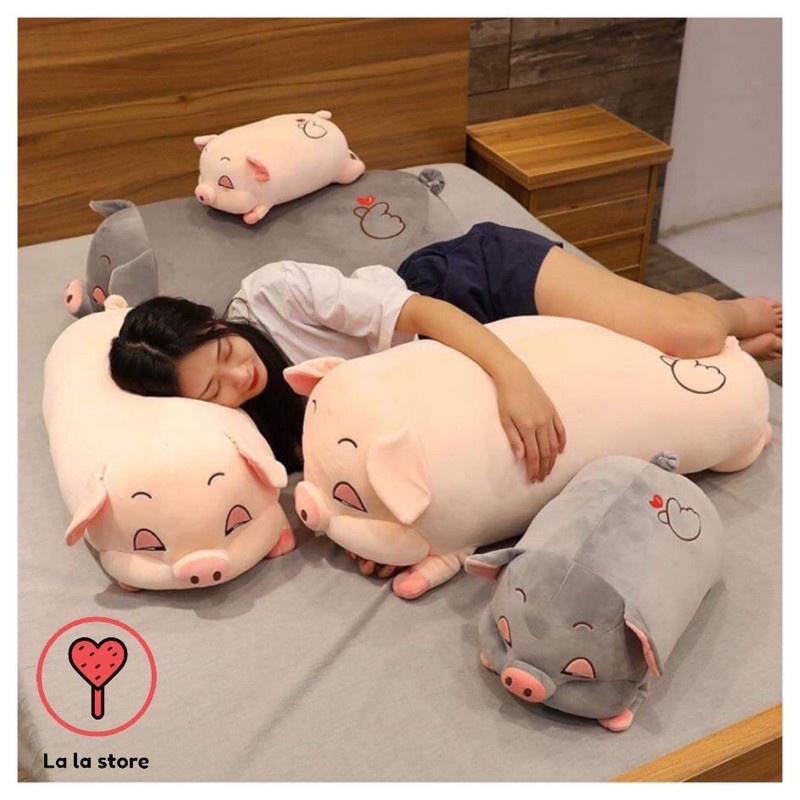 Gấu Bông Heo Phê Cần Mắt Lim Dim Thú Nhồi Bông Lợn Bông Mắt Híp Siêu Dễ Thương Size 1m1