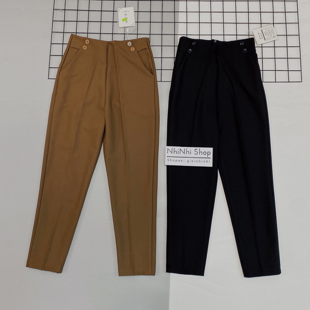 Quần vải dáng baggy khóa sau lưng, Quần vải dáng dài công sở QS052 - NhiNhi Shop