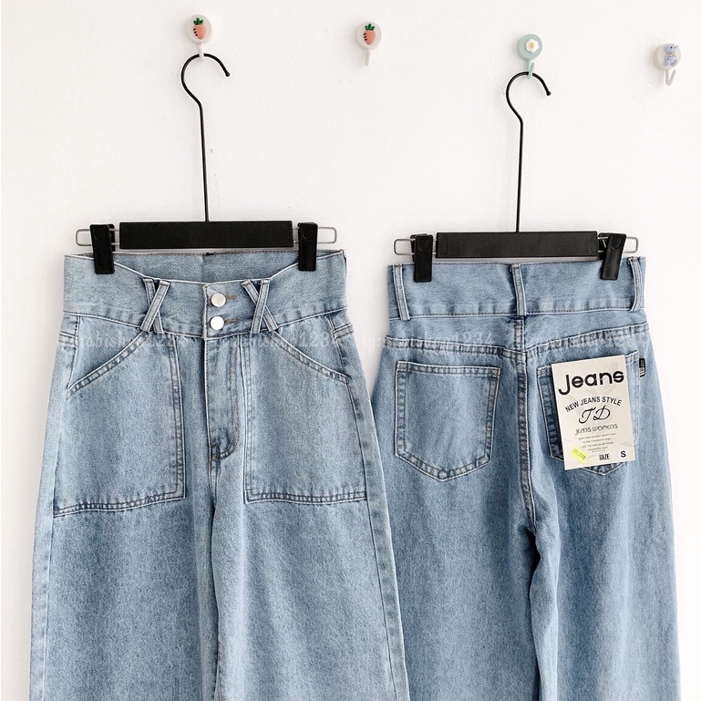 Quần Ống Suông Jean Nữ Cạp Cao - Nabishop1234 Mã 3162 (ẢNH THẬT) | BigBuy360 - bigbuy360.vn
