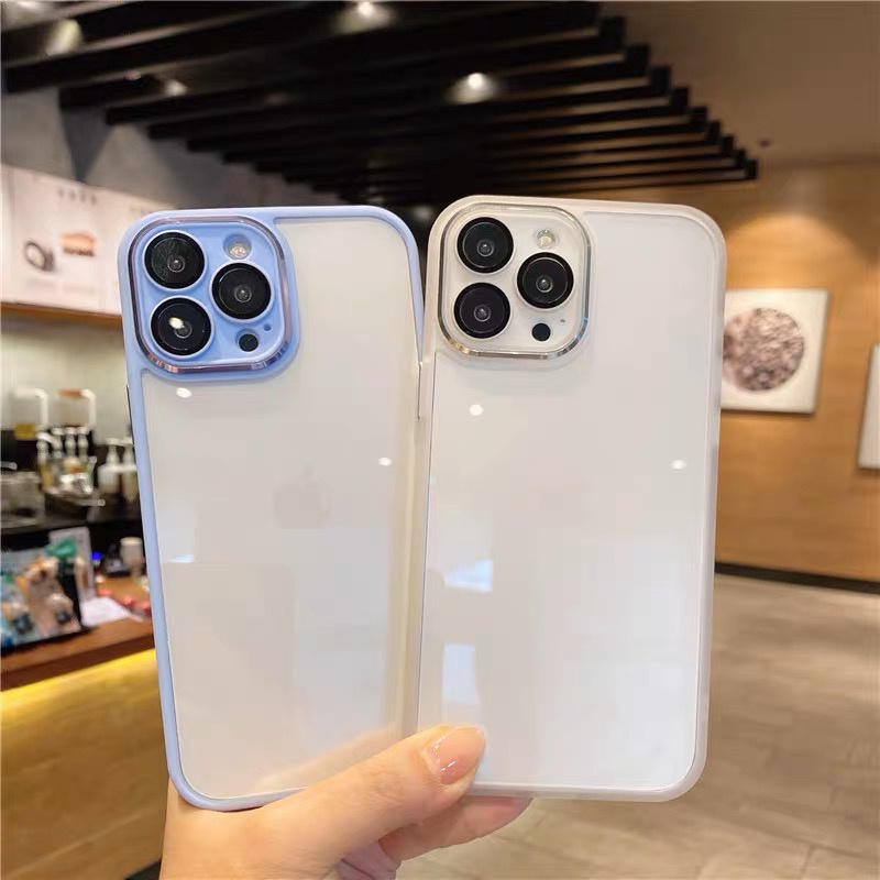 Ốp silicon viền màu lưng trong kèm kính bảo vệ camera cho IPhone 14/14Plus/14Pro/14Promax/13/13Pro/13Promax/12Prm OP226