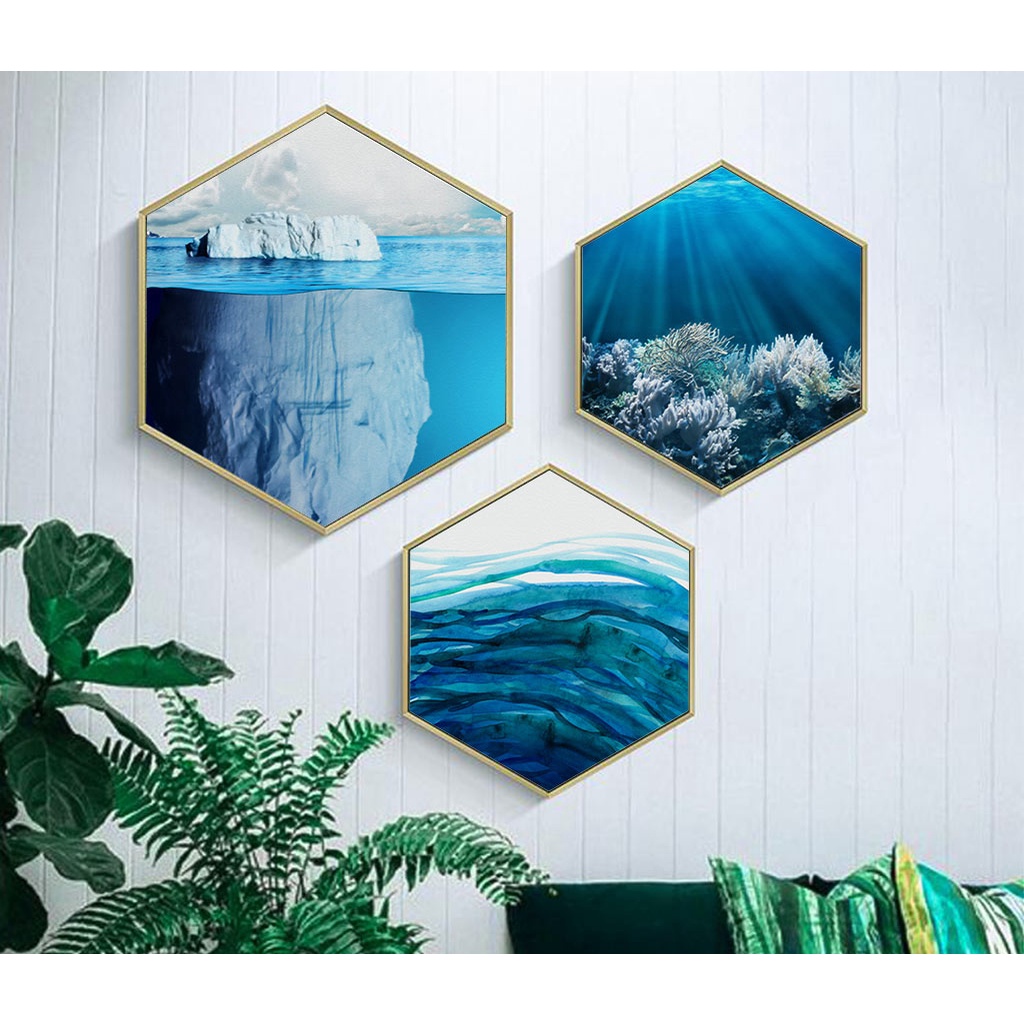 Tranh treo tường 3 bức khung gỗ phòng khách, phòng ngủ phòng bếp phong cách hiện đại GD58-GD61