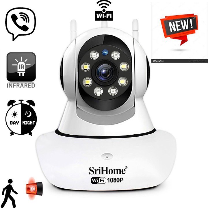  Camera WiFi SriHome SP029 FHD 1080P, Xoay 360 Độ - Quay Màu Ban Đêm | BigBuy360 - bigbuy360.vn