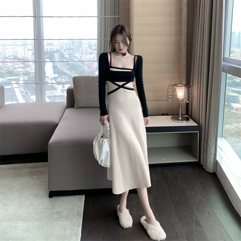 ĐẦM NỮ TÔN DÁNG DỆT KIM DÁNG DÀI ULZZANG AK2H