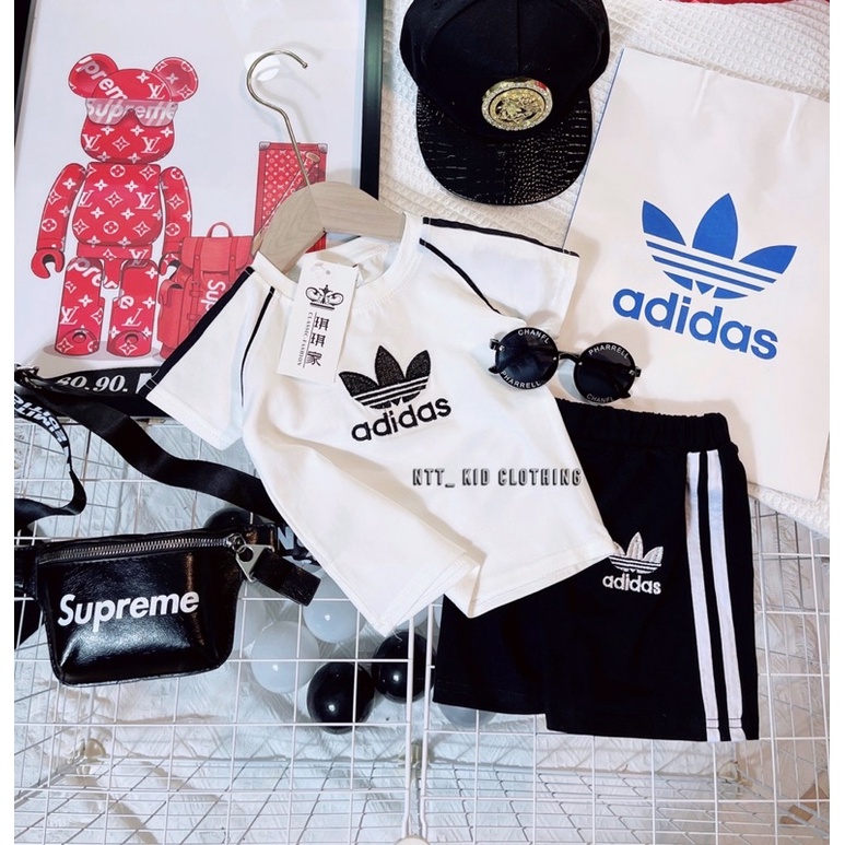 Bộ adidas cho bé, bộ cotton hè cho bé siêu đẹp hai màu dễ mặc