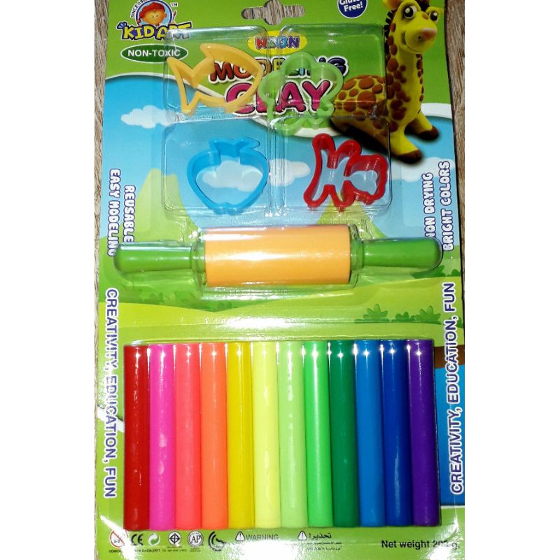 Sét 12 thanh đất nặn 200 gam có 12 màu khác nhau kèm khuôn