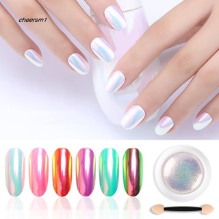 Set bột nhũ 3g trang trí móng tay màu sắc cầu vồng lấp lánh kèm cọ tiện dụng
