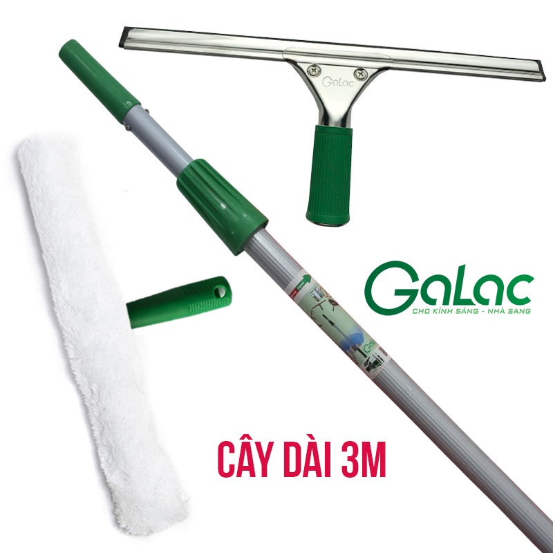 Bộ dụng cụ lau kính cán dài 3m Galac-03 Chắc chắn, tiện lợi, đa năng - tặng phụ kiện sơ cua