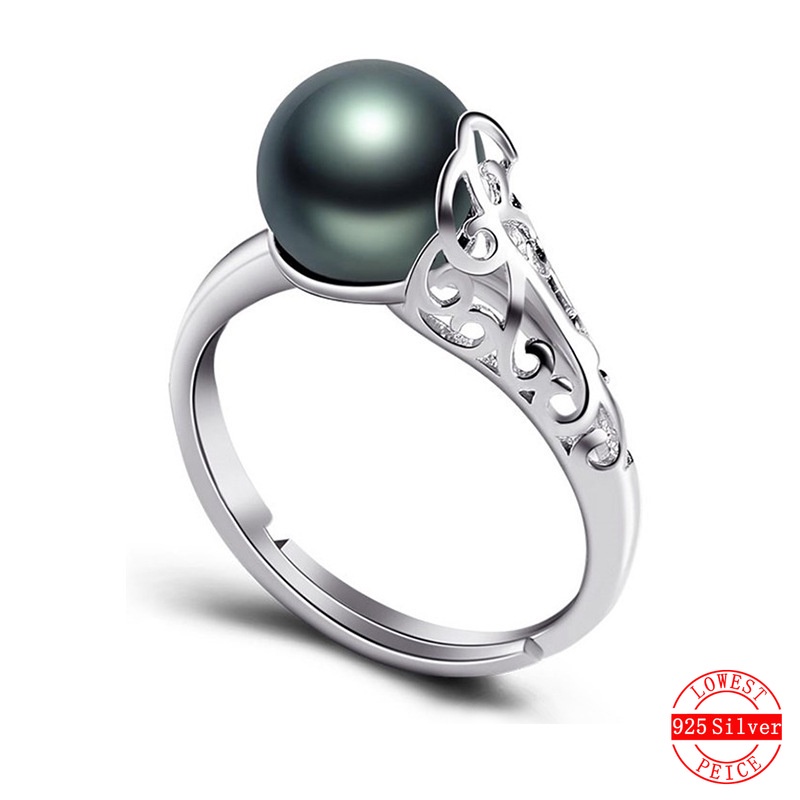 Nhẫn bạc S925 đính ngọc trai đen
