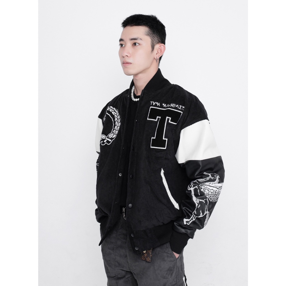 Áo khoác varsity jacket vải tăm nhung phối da Tum Machines VICTORIA JACKET