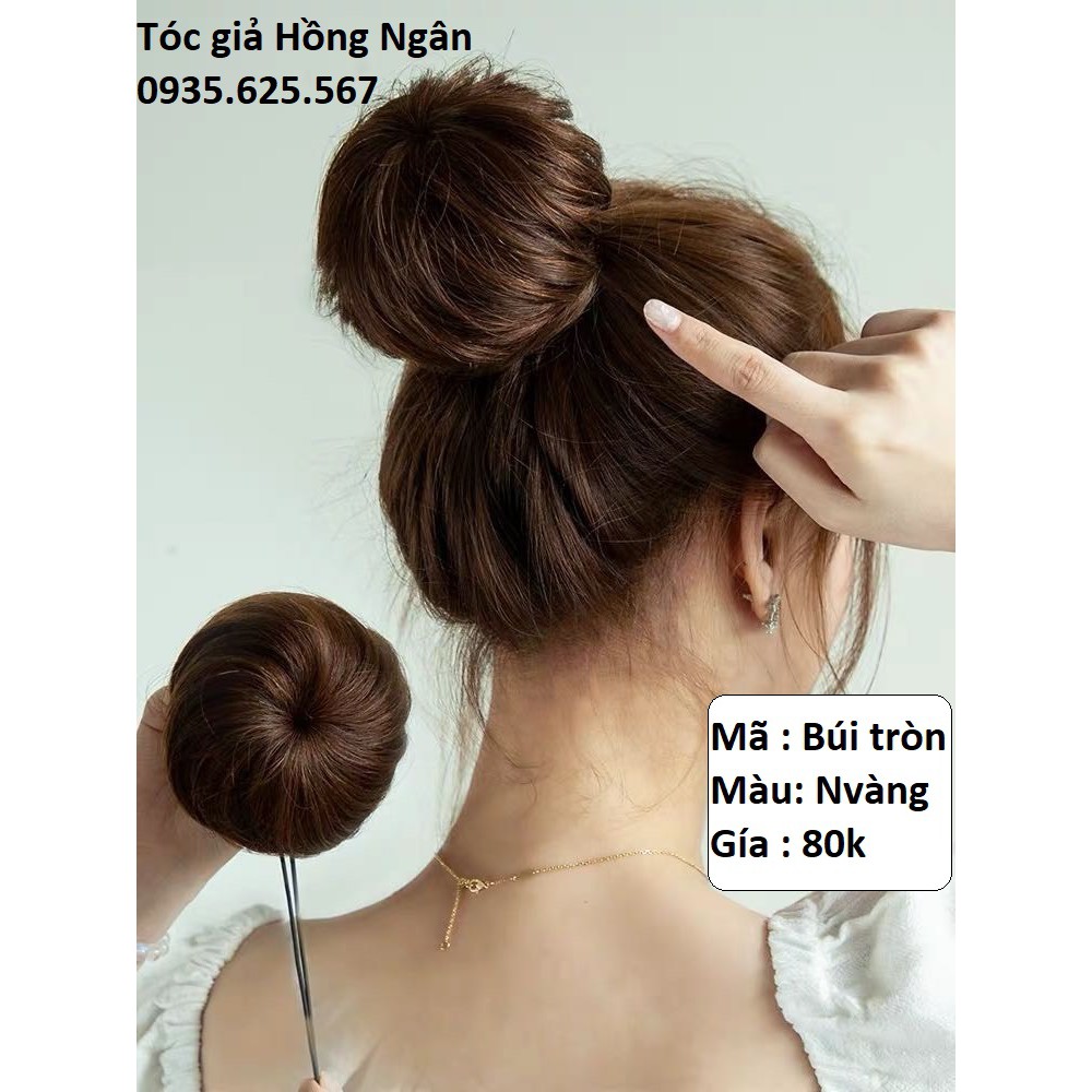 .Tóc giả búi tròn cao chất tơ cao cấp hàn quốc