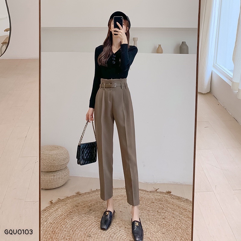 quần baggy công sở màu đen - nâu