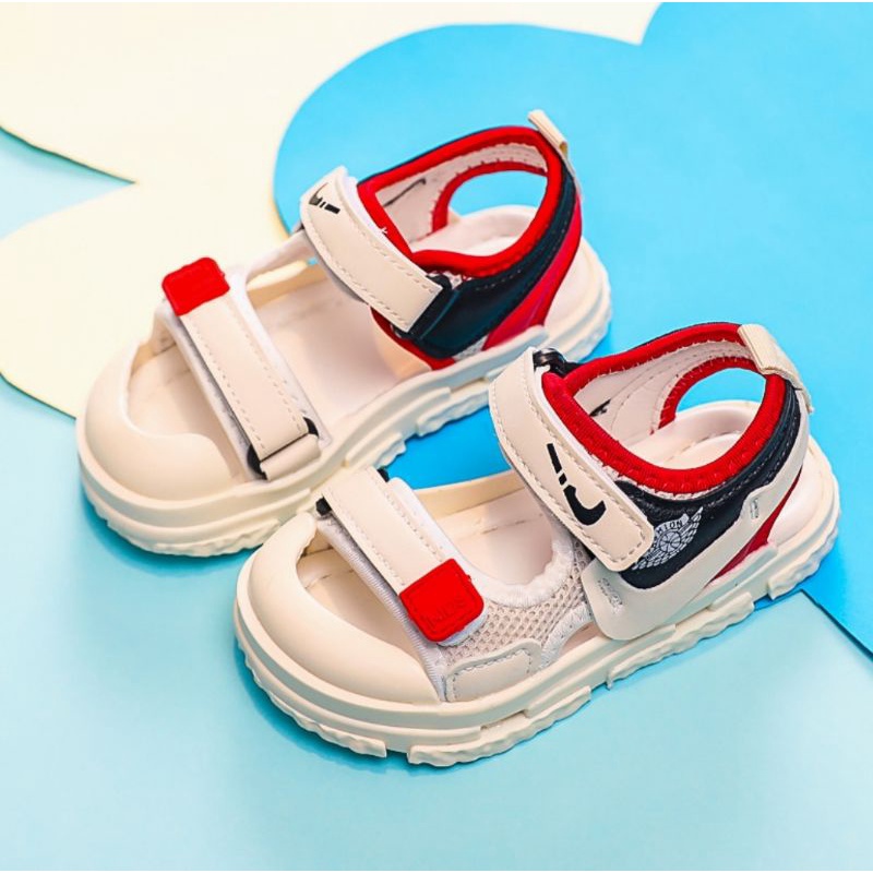 sandal bé trai - dép quai hậu cho bé gái có chống vấp  kiểu dáng thể thao QCCC jull hộp quai vải màu trắng 1987
