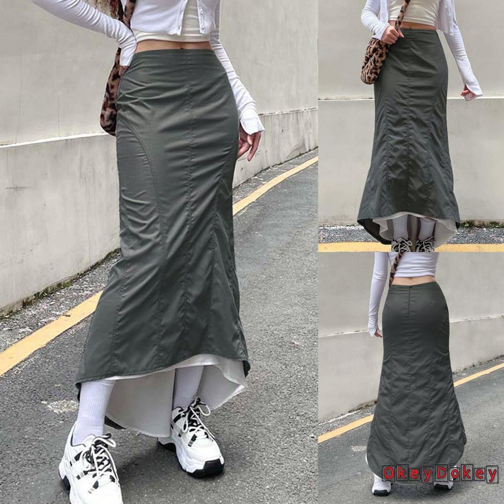 Chân Váy Xòe Xếp Ly Phong Cách Harajuku Vintage Thời Trang Cho Nữ ODokey-Y2K 90