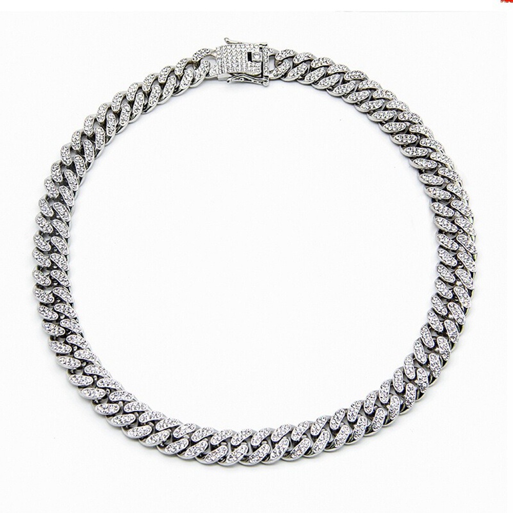 Vòng cổ Kim Loại Mặt Dẹt Phong Cách Hip Hop Thời Trang Cho Nam 16inch