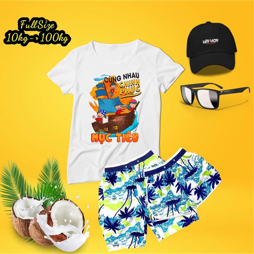 Bộ Đi biển Cùng nhau chinh phục mục tiêu quần cây dừa