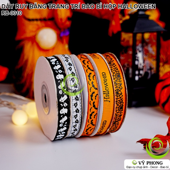 DÂY RUY BĂNG TRANG TRÍ HALLOWEEN DÂY VẢI DECOR ĐÓNG GÓI QUÀ TẶNG BAO BÌ HỘP BÁNH KẸO LỄ HỘI MA QUỶ RB-0010