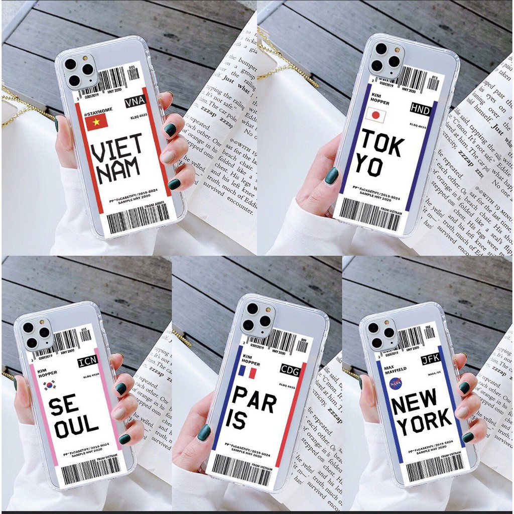 Ốp Lưng Iphone _ Ốp iphone In Hình Vé Máy Bay _ Case Air Ticket Chất Dẻo Chống Sốc