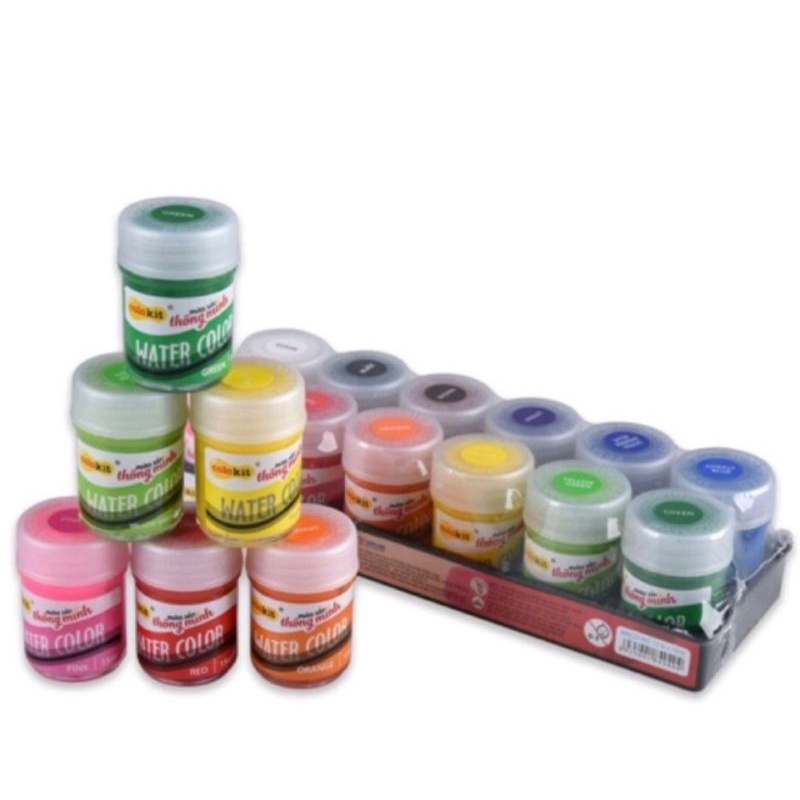 Vỉ 8 - 12 màu nước Colokit - kèm cây lấy màu, hàng chính hãng, sản phẩm chất lượng cao và được kèm cọ