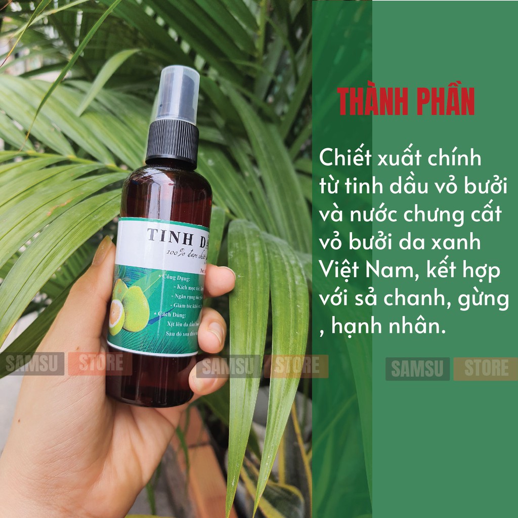 Tinh dầu bưởi xịt kích mọc tóc thiên nhiên 100ml handmade