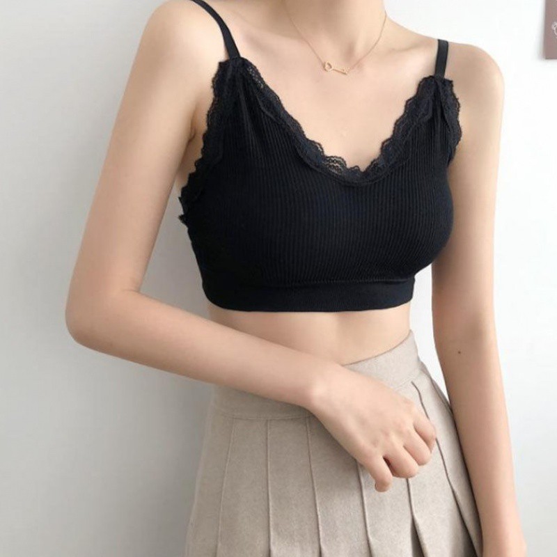 Áo ngực bra nữ len tăm viền ren thể thao nâng ngực - Áo lót bralette tập gym coton mềm không gọng mút mỏng YLY16 | BigBuy360 - bigbuy360.vn