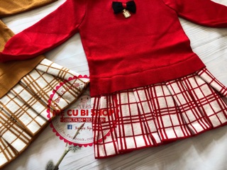 Váy len phối ca rô