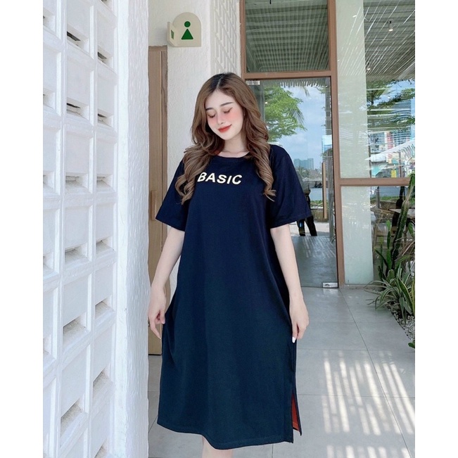 Đầm THUN THÁI form rộng-xẻ tà