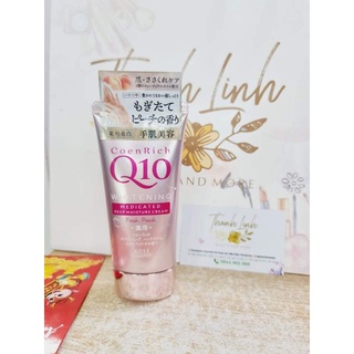 Kem dưỡng da tay Kose CoenRich Q10 Whitening Fresh Peach dưỡng ẩm, làm mịn và làm sáng da tay, hương đào 80g
