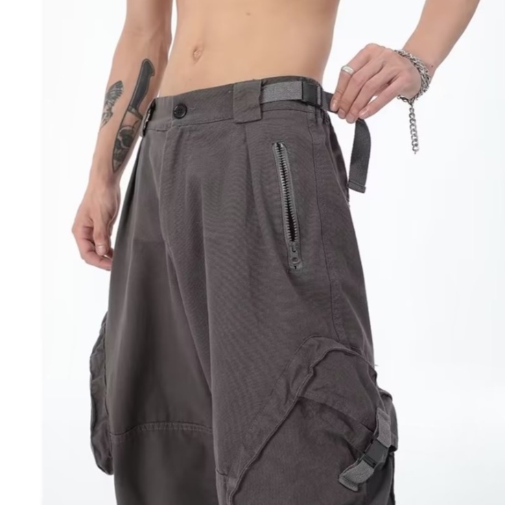 Quần Dài Phối Túi Lớn Phong Cách hiphop Đường Phố Cho Nam Và Nữ
