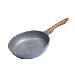 Chảo vân đá cán gỗ đáy từ Ecoramic 28cm
