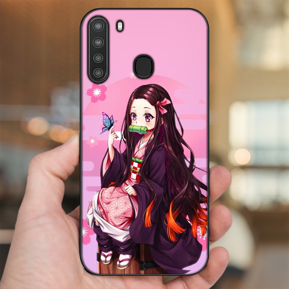 Ốp lưng Samsung A21 viền đen in hình Nezuko Kimetsu no Yaiba