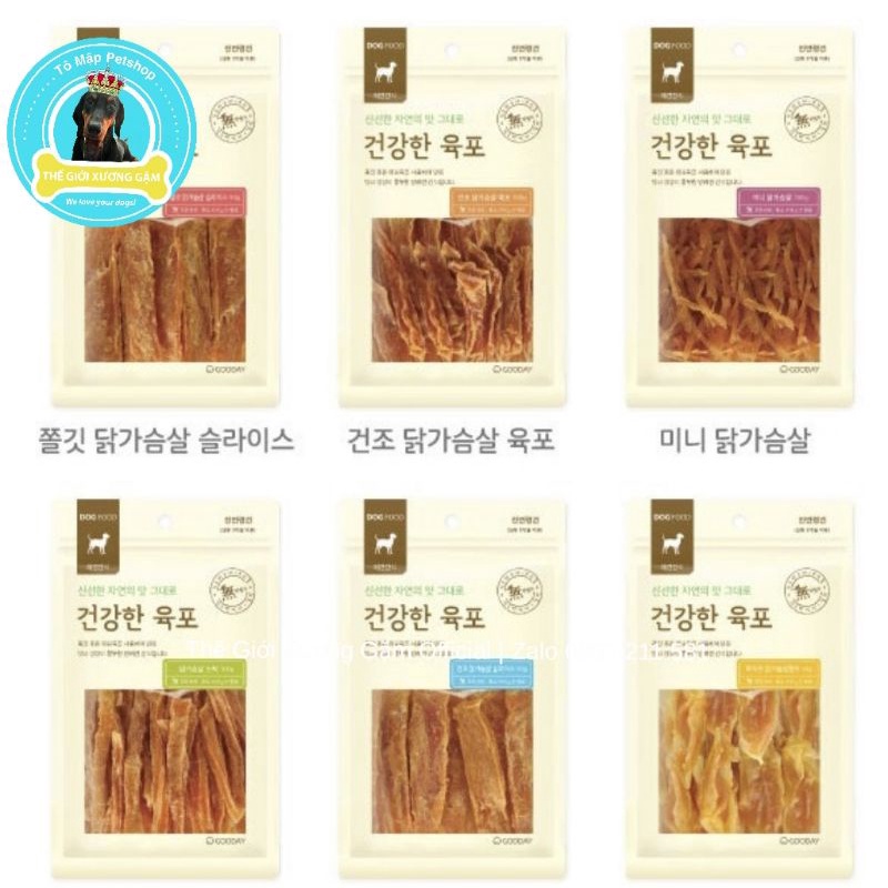 SNACK HÀN QUỐC KHÔ GÀ VỊT BÒ SẤY CHO CHÓ GOODAY 100GR