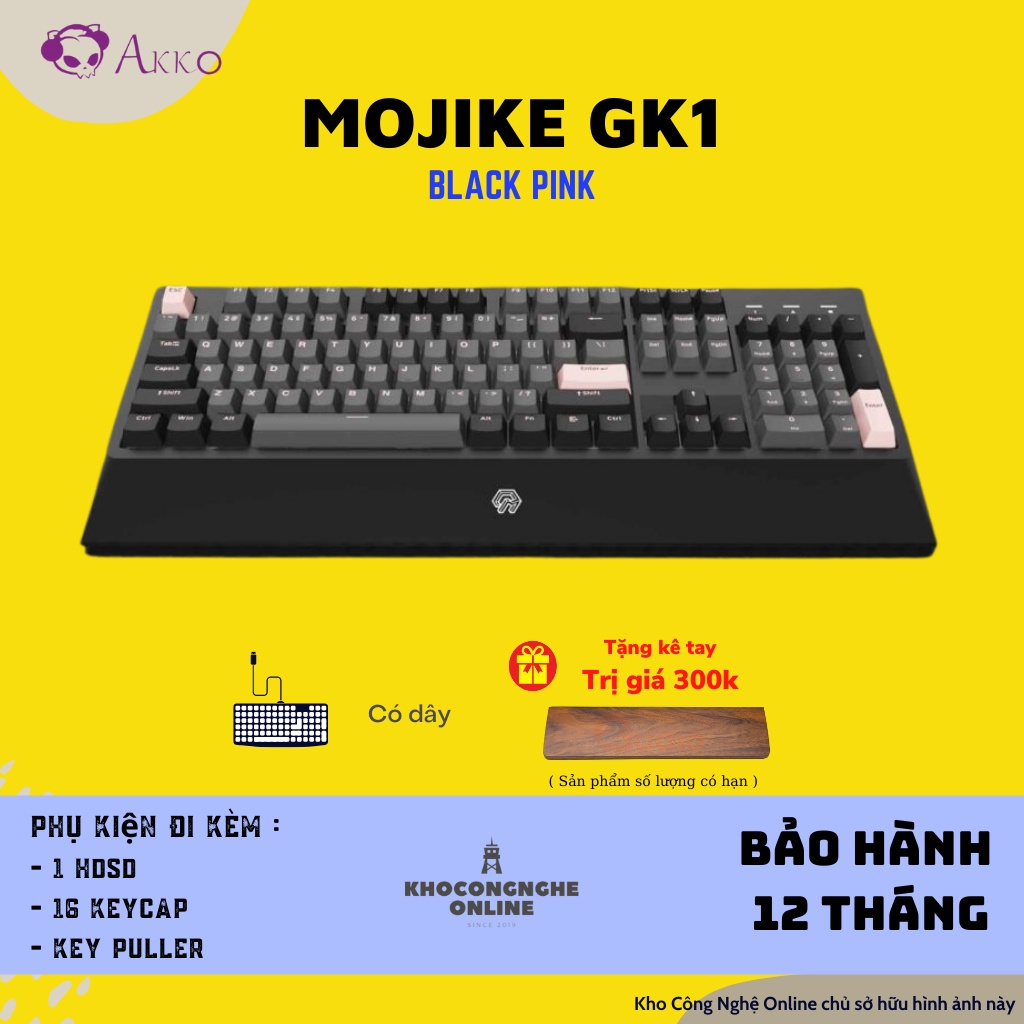 Bàn phím cơ Mojike GK1 Black Red | Black Pink (AKKO sw v2 / LED trắng)