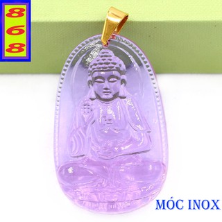 [Tuổi Tuất, Hợi] Mặt Dây Chuyền Phật A Di Đà Pha Lê Tím 3.6cm - Mặt Size Nhỏ - Tặng Kèm Móc Inox - Phong Thủy 868