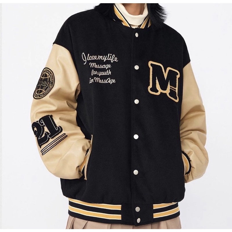 Varsity Jacket - Áo bomber tay da chất dạ phù hợp ngày hè form rộng unisex