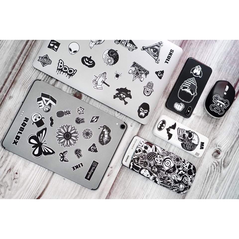 Set Sticker Black White | Sticker Dán Nón Bảo Hiểm ,Sticker Dán Laptop ,Sticker Dán Điện Thoại , Sticker dán Máy Tính