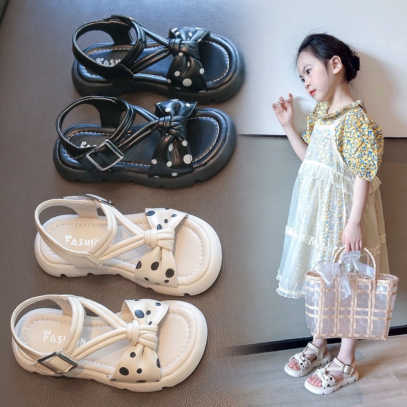 ( ảnh thật) Sandal cho bé - dép quai hậu cho bé gái quai da đan nơ nhỏ xinh xắn đế PU siêu mềm nhẹ