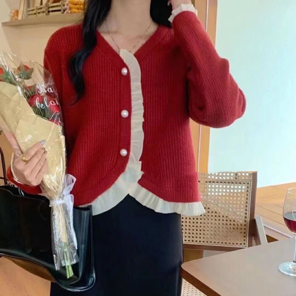 Áo Khoác Cardigan Dệt Kim Dáng Ngắn Thời Trang Mùa Xuân 2022 Cho Nữ