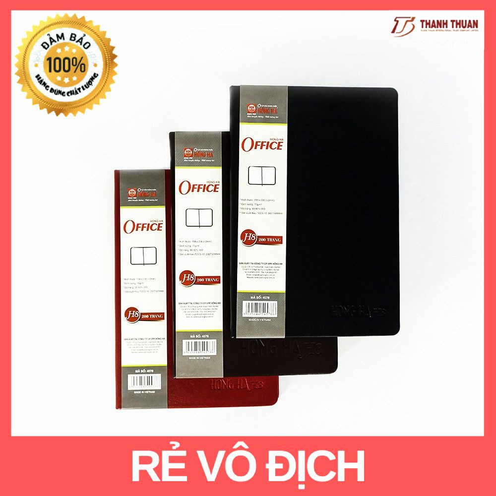 Combo 2 cuốn sổ bìa da 200 trang OFFICE H8 Hồng Hà (4578)
