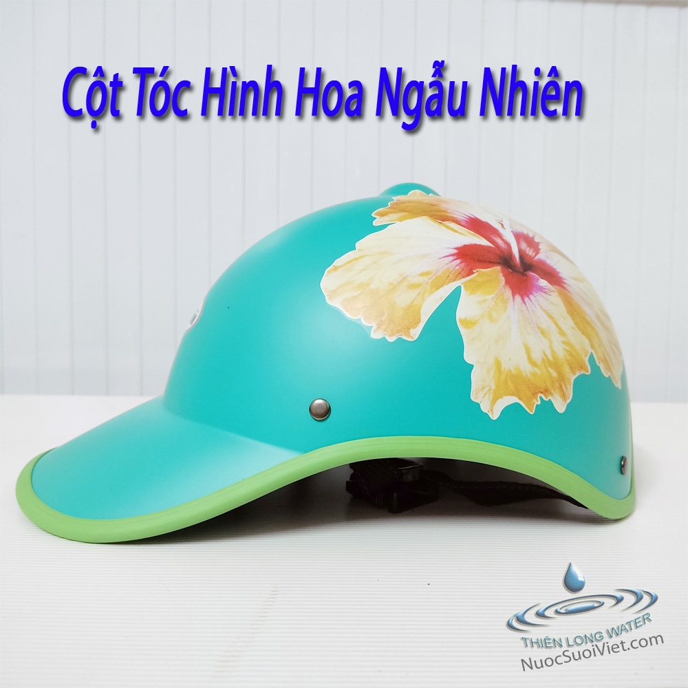 Nón Bảo Hiểm Có Lỗ Cột Tóc Phía Sau Hình Hoa  - Nhiều Màu Lựa Chọn