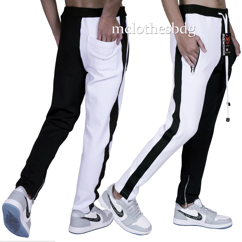 Quần Jogger HYPEBEAST Màu Trắng Đen Có Khóa Kéo Đôi JOKER