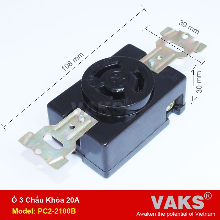 Phích cắm điện locking 1 pha 3 chấu khóa 20A - PC2-2100 - dùng trong ngành may