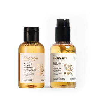 Gel rửa mặt hoa hồng cocoon 140ml+Dầu tẩy trang hoa hồng cocoon 140ml, sạch da, mềm mịn